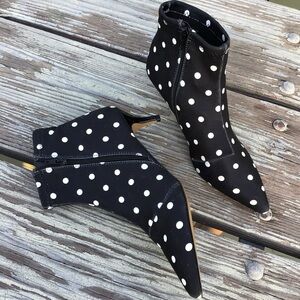 Betsey Johnson Black and White Polka Dot Ankle Booties
